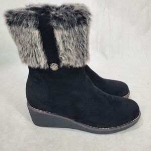 Patrizia by spring step faux suede winter booties black 8.5